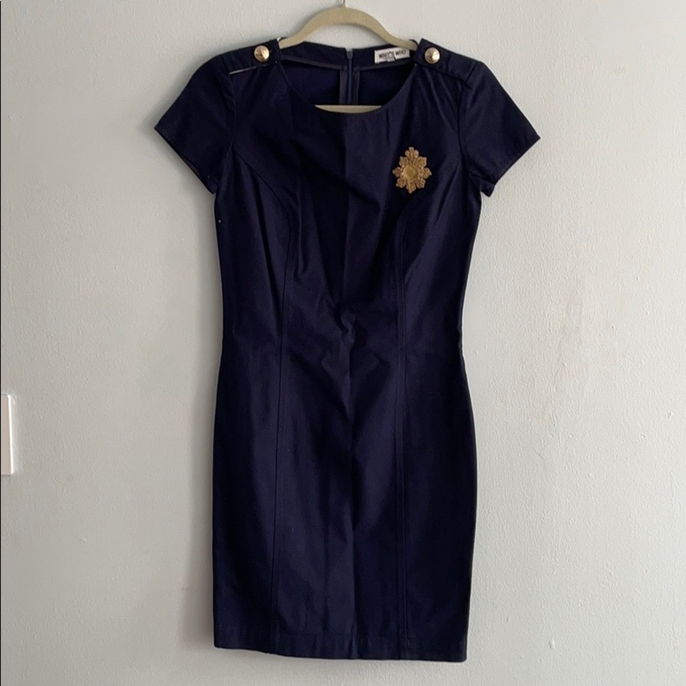 Who’s who navy blue midi cotton dress small